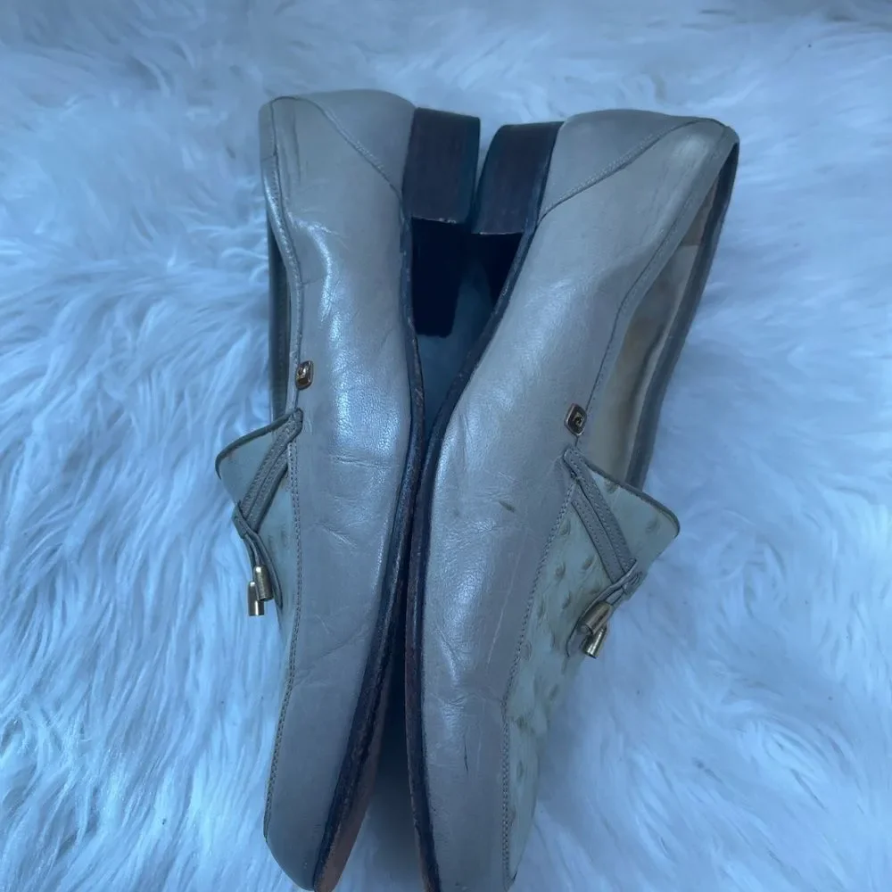Pierre Cardin leather loafers Gray &light green texture upper tassel accent SZ10
